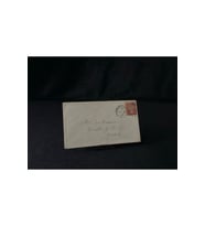 İngiltere Klasik Dönem 1866 Victoria Dönemi Red Penny Pullu Zarf postadan geçmiş Hatalı kesim
