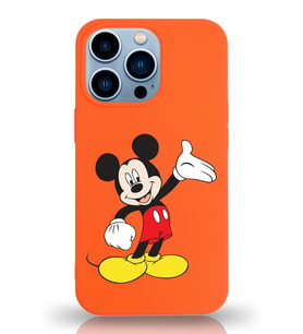 Apple iPhone 13 Pro Max  Lansman Kılıf Mickey Mouse Tasarımlı Altı Kapalı İçi Kadife Kaplı  Kapak (Şeffaf)