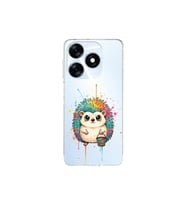 Tecno Spark 10C ile Uyumlu Splash Kirpi Tasarımlı Şeffaf Silikon Kılıf
