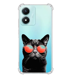 PrintiFy Vivyo Y02s Uyumlu Kedi 3 Baskılı Şeffaf Köşe Korumalı Antişok Kılıf
