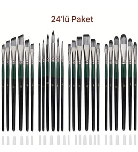 Resim fırça seti 24 Adet-4 farklı model, akrilik boya, yağlı boya, guaj boya, üstün kalite
