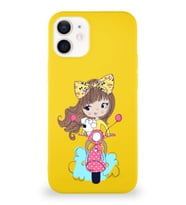 Apple iPhone 12 Soft Premier Kapak Vespagirl Tasarımlı Silikon Kılıf - Sarı (Şeffaf)