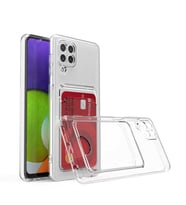 Coverzone Samsung Galaxy A22 4G ile Uyumlu Kartl?kl? ?effaf Kamera Koruma Y�kseltisi Z-Serta Silikon Anti-?ok �zellikli K�?eleri Airbag ?effaf Telefon K?l?f?