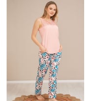 Baha Perfect Club Kadın Dantel Detaylı Bisiklet Yaka Kolsuz Pijama Takımı 4363 - 1 Adet (Pembe)
