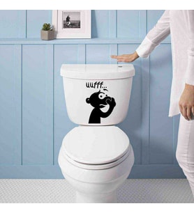 Üfff-Tiksinen Figür Silüeti Klozet Dekoratif Duvar Sticker, Çıkartma