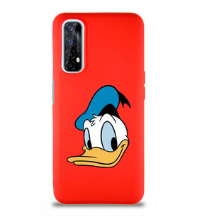 Realme 7 Soft Premier Kapak Donald Duck-B Tasarımlı Silikon Kılıf - Kırmızı (Şeffaf)
