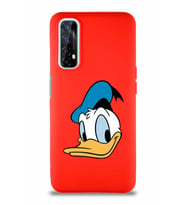 Realme 7 Soft Premier Kapak Donald Duck-B Tasarımlı Silikon Kılıf - Kırmızı (Şeffaf)