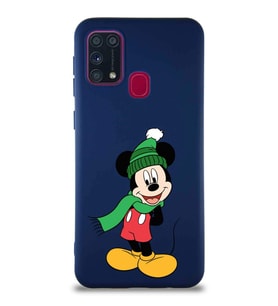Samsung Galaxy M31 Soft Premier Kapak Mickey Mouse-G Tasarımlı Silikon Kılıf - Lacivert (Şeffaf)