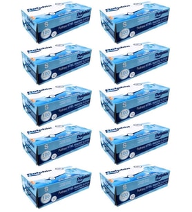 Dolphin Tek Kullanımlık Lateks Mavi Pudrasız Nitril Muayne Eldiveni Small Küçük Boy -100'lü 10 Paket