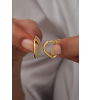 925 Ayar Gümüş Gold Taşsız Sade Kalp Küpe