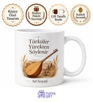 Türkü Dinleyenlere Özel Bağlama Sesi Anadolu Hasreti Toprak Kokusu Hediye Kupa Bardak