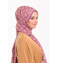 Geometrik Desen Modal Seri Şal Eşarp Askısı ile Birlikte 75x200 cm Mor Pembe-75x