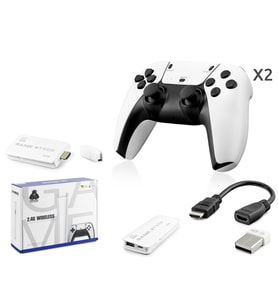 Retro Oyun Stick Hdmi Çift Gamepad Seti 2.4G Kablosuz - Beyaz HD330