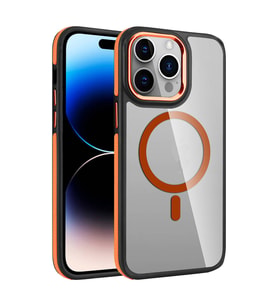 Apple iPhone 14 Pro Max Uyumlu Kılıf M-safe Şarj Özellikli Mat Görünümlü Zore Solo Kapak (Turuncu)