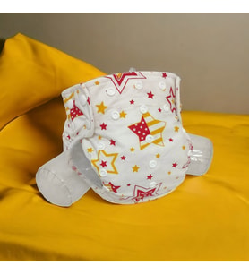 BEZHANE Baby YBB Yıkanabilir Bebek Bezi Cepli Sarı Kırmızı Yıldızlı Desen(3kg-12kg) (Çok Renkli)