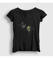 Presmono Kadın Siyah Drip Sun Moon Güneş Ay T-Shirt 398529tt