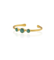 Kadir Jewellery 22 Ayar Altın Kaplama Zirkon Taşlı Ayarlanabilir Vintage Bilezik (K.Yeşil)