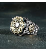 Gümüş Kalem İşçilikli Dönen Çark Tasarım Erkek Yüzük