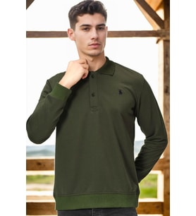 V4007 DEWBERRY ERKEK SWEATSHIRT-DÜZ HAKİ