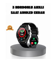 Mey İthalat® AMOLED Ekranlı Smartwatch – 3 Kordonlu, Kalp Atış & Uyku Takipli Akıllı Saat