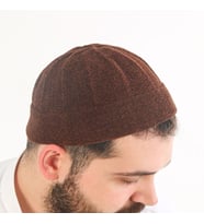 Katlamalı Şönil Takke - Kahverengi