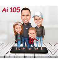 Kişiye Özel Ahşap Biblo - Aile Karikatür Biblo - 4 Kişilik Aile Biblo 45