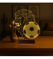 Luvivia Aslan Futbol Topu Taraftar Hediye Cimbom Kişiye Özel 3D Lamba - Masa Gece Lambası