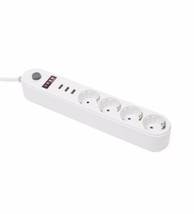 Icon Akım Korumalı 4'lü Priz 3 Port USB Çoklu Grup Priz 2 Metre Kablo 10A (Beyaz)