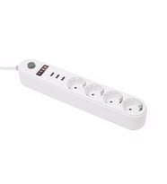Icon Akım Korumalı 4'lü Priz 3 Port USB Çoklu Grup Priz 2 Metre Kablo 10A (Beyaz)