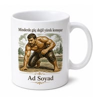 Güreşçi Minderde Tuş Edenlere Pehlivan Gücü Ata Sporu Kupa Bardak Hediye