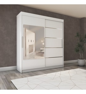 İki Kapaklı Sürgülü Gardırop 160/210 cm (PARLAK BEYAZ)