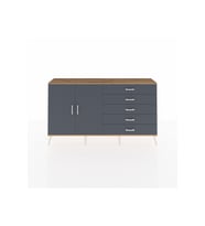 Arges Konsol 4 Raflı 5 Çekmeceli 2 Kapaklı 176x30x99 Çam-Antrasit