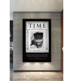 Atatürk Mustafa Kemal Time Dergisi Kanvas Tablo Okullara İşyerlerine Uygun (8 Farklı Ölçü)