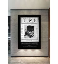 Atatürk Mustafa Kemal Time Dergisi Kanvas Tablo Okullara İşyerlerine Uygun (8 Farklı Ölçü)