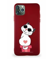 Apple iPhone 11 Pro Max Soft Premier Kapak Coolcat Tasarımlı Silikon Kılıf - Mürdüm (Şeffaf)