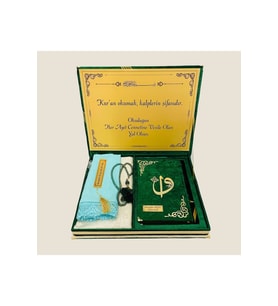 Orta Reşal Kutulu Kuran (5 Li Set) Yeşil