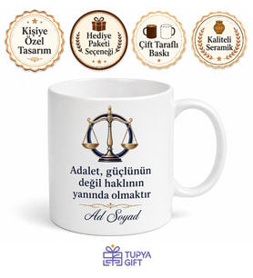 Kişiye Özel Ofis Hukukçu Hediyesi Kupa Bardak İsimli Avukat Hediye