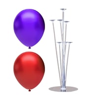 7 Çubuklu Balon Standı + 40 Adet Balon ( Mor - Kırmızı )