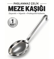 Endüstriyel Meze Kaşığı Sanayi Tipi Paslanmaz Çelik Sanayi Restoran Lokanta Tipi Kulplu Asılabilir Kırılmaz