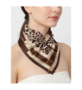 Tarzını Seç Kahverengi Mozaik Zincir Fular / Bandana / Aksesuar 48x48 cm