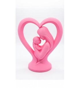 MYCRAFT3D 2'li Anneler Günü Hediyesi Kalp İçinde Anne Bebek Figürlü Biblo - Dekoratif Heykel 12cm
