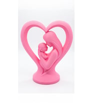 MYCRAFT3D 2'li Anneler Günü Hediyesi Kalp İçinde Anne Bebek Figürlü Biblo - Dekoratif Heykel 12cm