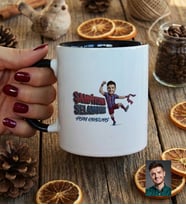 Kişiye Özel Karikatürlü Bordo Mavi Taraftar Kupa Bardak Doğum Günü Hediyesi