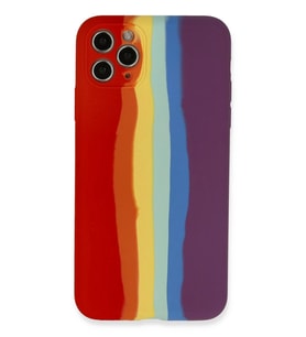 Newface Apple iPhone 11 Pro Kılıf Ebruli Lansman Silikon - Kırmızı-Mor