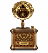 Ultratekno FX-2503B Büyük Boy Retro Gramofon Tasarımlı Bluetooth Hoparlör ve 3 Bant Radyo