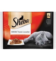 Sheba Pouch Etli Çeşitli Yetişkin Kedi Konservesi 4 x 85 Gr