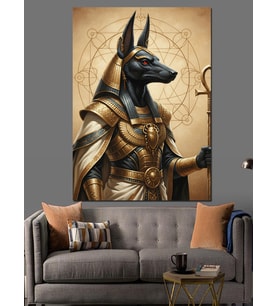 Mısır Tanrısı Anubis Heykeli Dekoratif Kanvas - Mdf Ahşap Tablo
