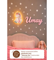 Ahşap Unicorn Lamba & Işıksız İsimlik Seti – İsimli Bebek ve Çocuk Odası Dekoru