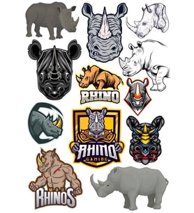 Gergedan Sticker Set 11 15 Parça Telefon, Tablet, Defter, Laptop Sticker