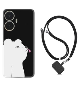 Realme C55 Kılıf Silikon Boyun Askılı İpli Desenli Silikon Panda Sevimli 1738